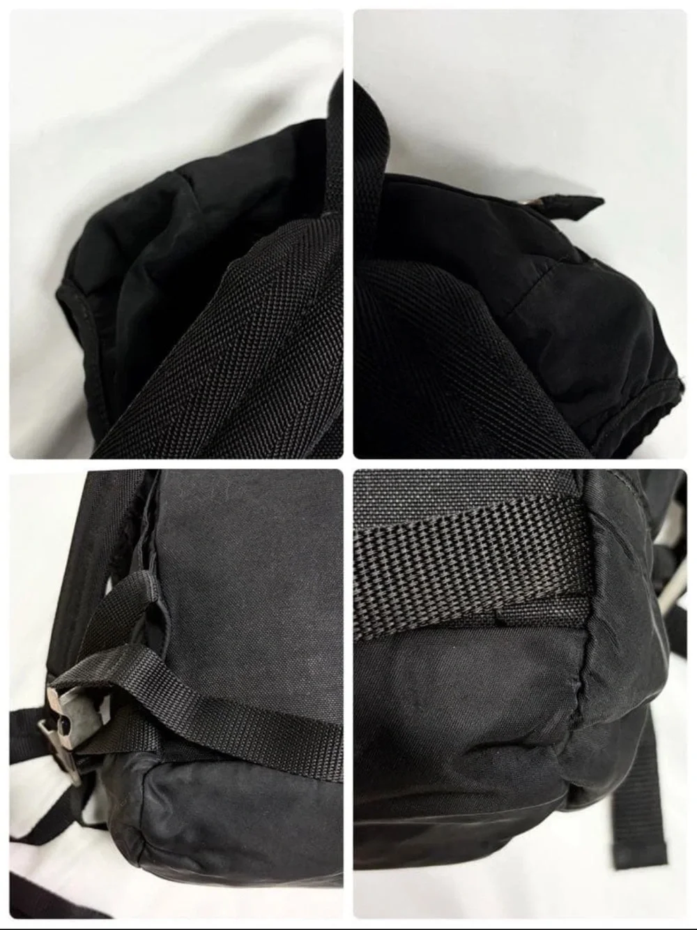 Prada Black Nylon Backpack with Silver-Tone Buckles